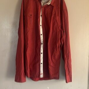 Red Button-Up Shirt with White Placket